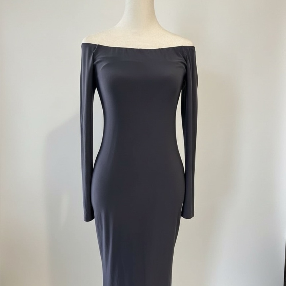 SOLD Lux Long Sleeve Dress in Shimmery Gray